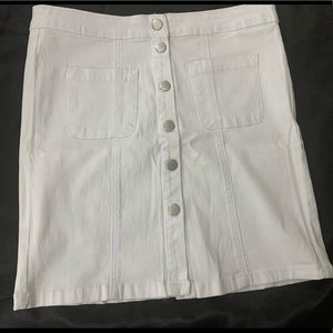Stretch Jeans Mini Skirt - White